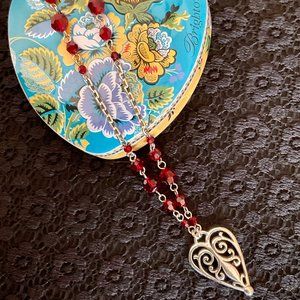 Brighton Mila's Heart Red Bead Crystal Silver Necklace